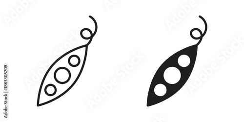 Peapod icons vector silhouette set. thin line icon pack.