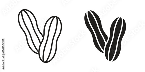 Peanut icons vector silhouette set. thin line icon pack.