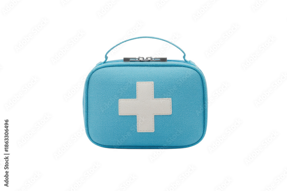Fototapeta premium Blue first aid kit with white cross