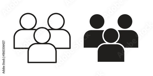 people icons vector silhouette set. thin line icon pack.