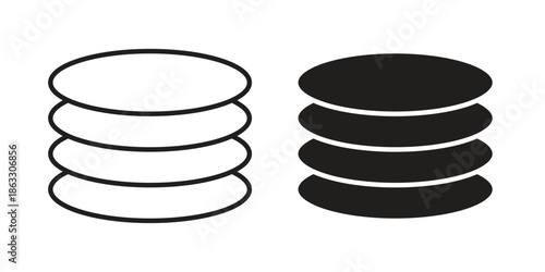 Plates icons vector silhouette set. thin line icon pack.