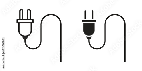 Plug icons vector silhouette set. thin line icon pack.