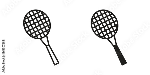 Racquet icons vector silhouette set. thin line icon pack.
