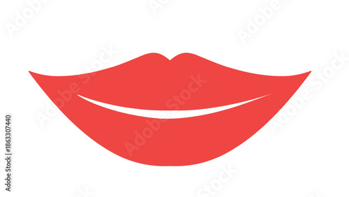 Red Lips Mouth Icon Expressing a Smile Illustration Vector