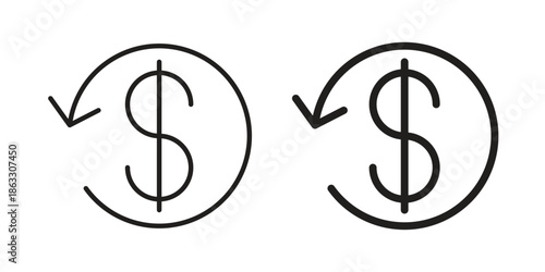 Refund icons vector silhouette set. thin line icon pack.