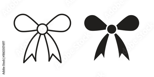 Ribbon icons vector silhouette set. thin line icon pack.