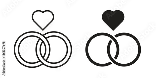 Ring icons vector silhouette set. thin line icon pack.