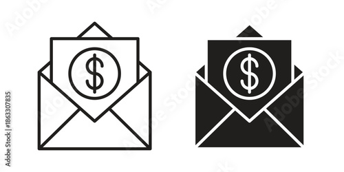 Salary icons vector silhouette set. thin line icon pack.