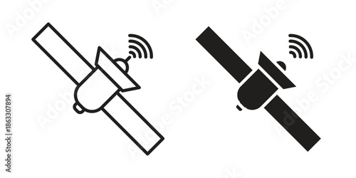 Satellite icons vector silhouette set. thin line icon pack.