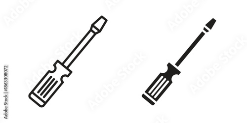 Screwdriver icons vector silhouette set. thin line icon pack.