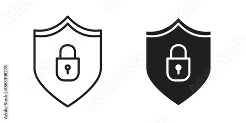 Security icons vector silhouette set. thin line icon pack.