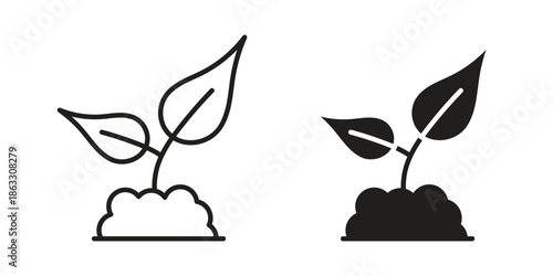 Seedling icons vector silhouette set. thin line icon pack.