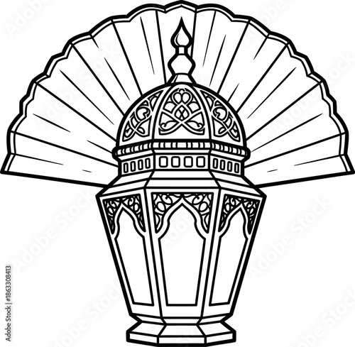 Ornate islamic lantern illustration