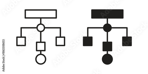 Sitemap icons vector silhouette set. thin line icon pack.