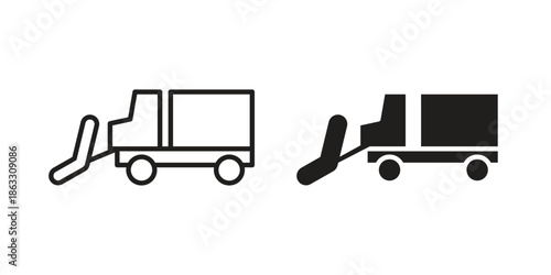 Snowplow icons vector silhouette set. thin line icon pack.