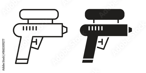 Squirt gun icons vector silhouette set. thin line icon pack.