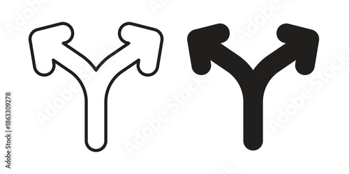 Split icons vector silhouette set. thin line icon pack.