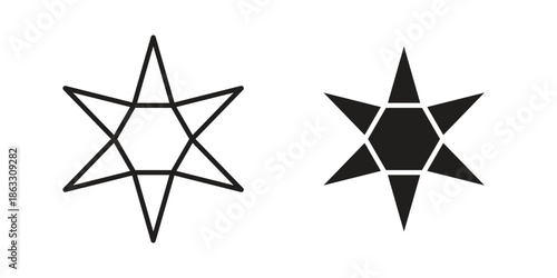 Star of David icons vector silhouette set. thin line icon pack.