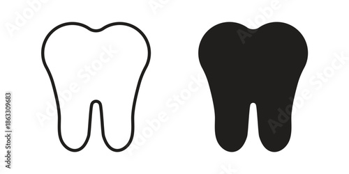 Teeth icons vector silhouette set. thin line icon pack.