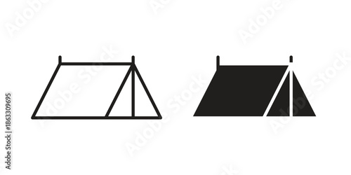 Tent icons vector silhouette set. thin line icon pack.