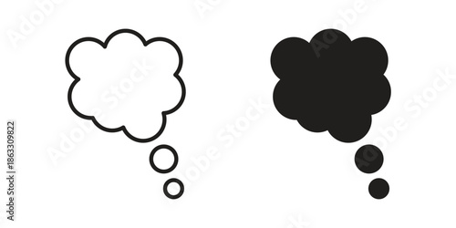 Thought bubble icons vector silhouette set. thin line icon pack.