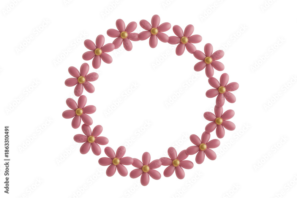 Naklejka premium Pink flower wreath decoration