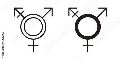 Transgender icons vector silhouette set. thin line icon pack.