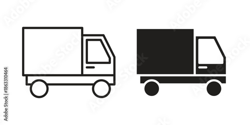 Truck arrow icons vector silhouette set. thin line icon pack.