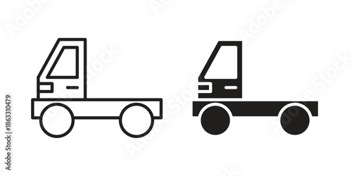Truck container empty icons vector silhouette set. thin line icon pack.