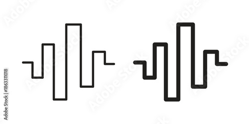 Wave square icons vector silhouette set. thin line icon pack.