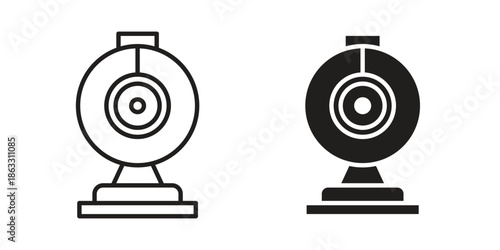 Webcam icons vector silhouette set. thin line icon pack.