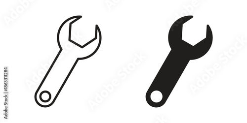 Wrench icons vector silhouette set. thin line icon pack.