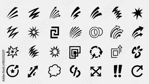 Collection of modern graphic design elements and symbols