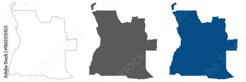 Angola map set. Map of Angola plain set.