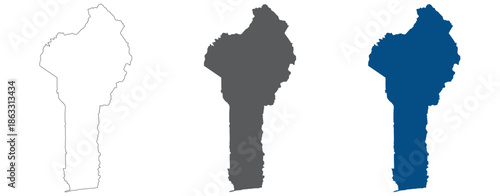 Benin map set. Map of Benin plain set.