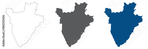 Burundi map set. Map of Burundi plain set.