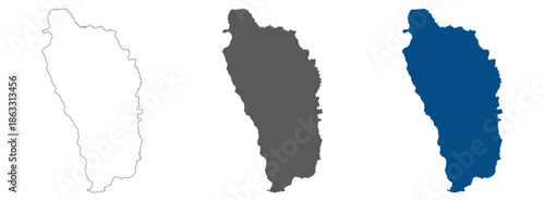 Dominica map set. Map of Dominica plain set.