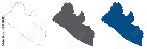 Liberia map set. Map of Liberia plain set.