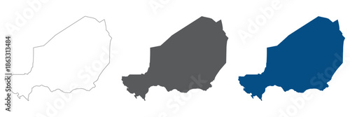Niger map set. Map of Niger plain set.
