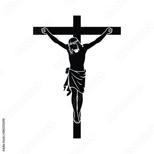 Silhouette of jesus christ on a cross a symbol of faith and sacrifice