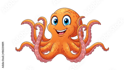 Cartoon octopus isolated on transparent background