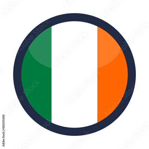 Free Download Glossy Round Ireland Flag Icon Button Badge Isolated On Transparent Background PNG - GFXLoad