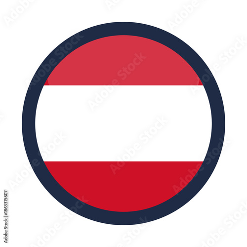 Glossy Round Austria Flag Icon Button Badge Isolated On Transparent Background PNG
