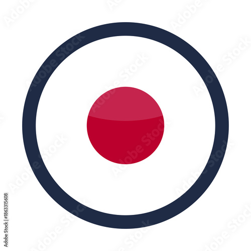 Glossy Round Japan Flag Icon Button Badge Isolated On Transparent Background PNG