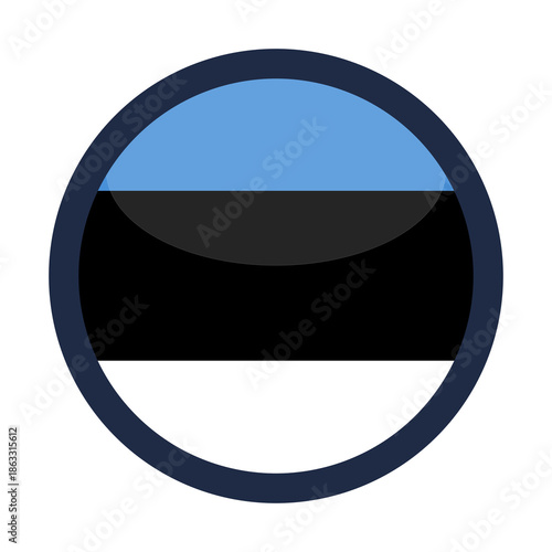 Glossy Round Estonia Flag Icon Button Badge Isolated On Transparent Background PNG