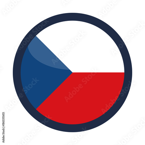 Glossy Round Czechia Flag Icon Button Badge Isolated On Transparent Background PNG