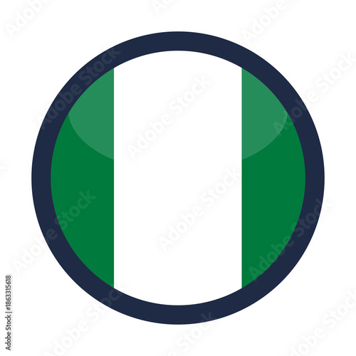 Glossy Round Nigeria Flag Icon Button Badge Isolated On Transparent Background PNG