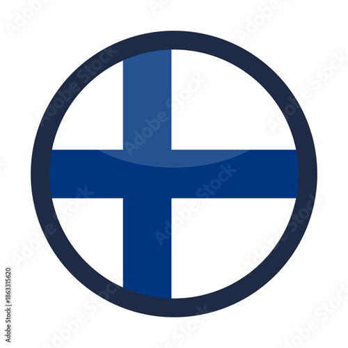 Glossy Round Finland Flag Icon Button Badge Isolated On Transparent Background PNG