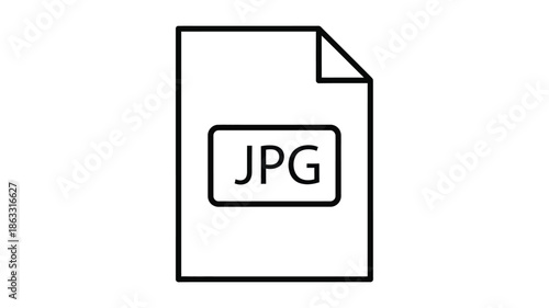 Simple black and white line drawing of a document icon labeled with jpg
