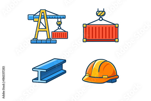 Construction industry icons set